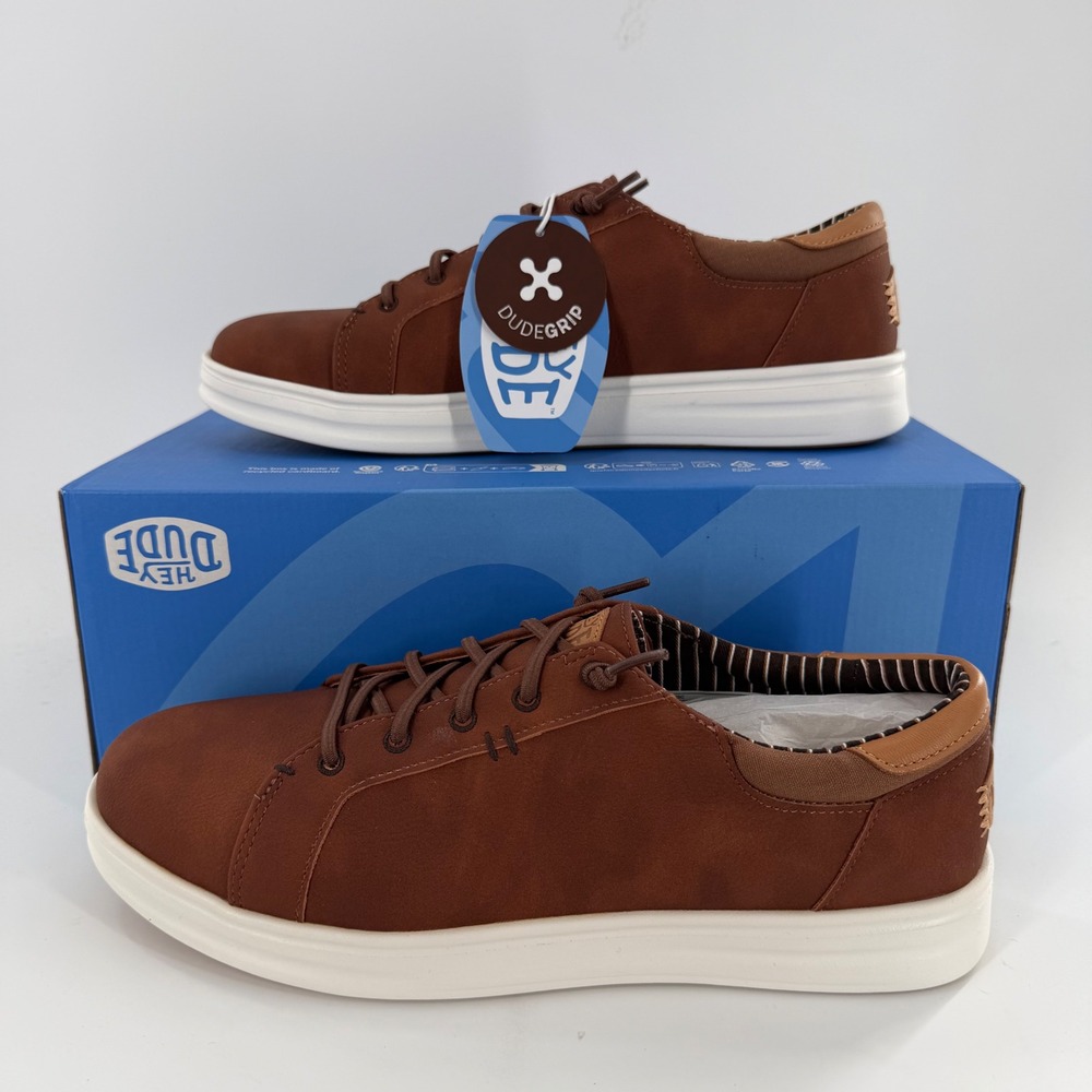 Hey Dude Paul Pro Classic Cognac Brown Mens Sneakers 44189-21N Size 10